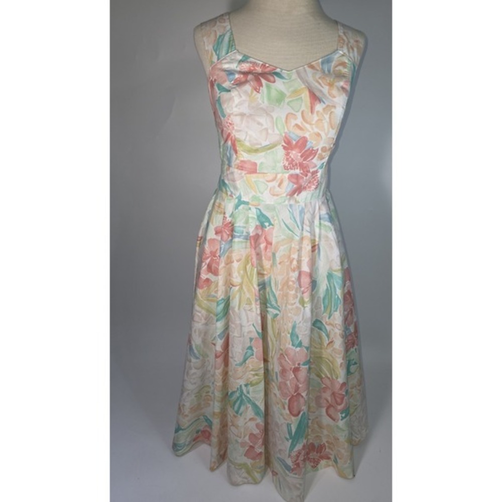 Vintage Carol Anderson Petite Floral Tie back Dress Size 2-4 Cottage Core Lolita